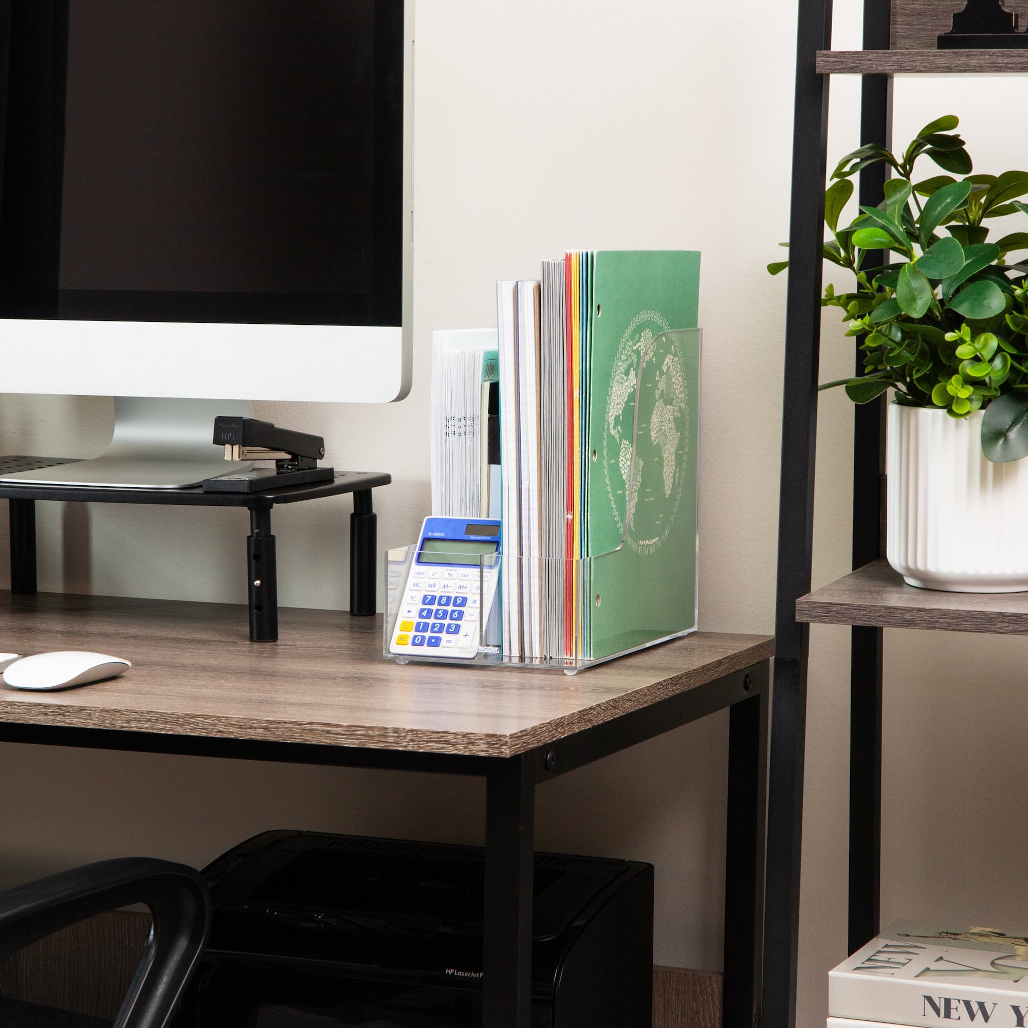 Mind Reader Vertical File Storage, Desktop Organizer, Magazine Holder, Office, Acrylic, Clear